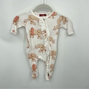 Elephant ruffle Tutu Milkbarn Footie 0-3 Months white gray pink